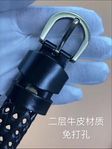Luxury Leather Belt metal buckle no punch hole