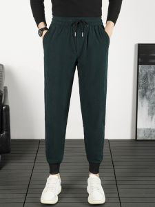 Corduroy Mens Pants Spring Autumn Trendy Brand Casual Sports Sweatpants Elastic Cuffed Leisure Nine Points Slim Fit Trousers