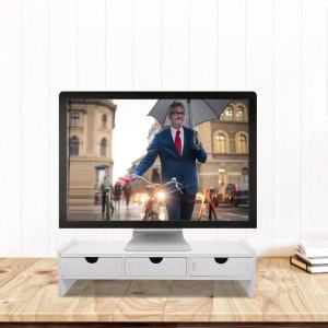 Ergonomic Semicircular 3-Drawer Desktop Storage Organizer | Monitor Stand Riser & Laptop Stand