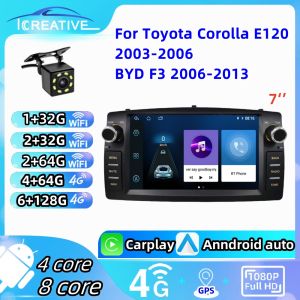 Car Radio Android For Toyota Corolla E120 2003-2006 BYD F3 Carplay Multimedia 7 Player 2Din Autoaudio Head Unit Navigation GPS