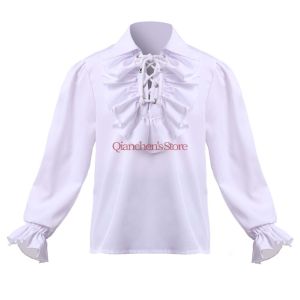 เสื้อเด็กยุคกลางสำหรับเด็กผู้ชายเสื้อโคโลเนียลยุคฟื้นฟูศิลปวิทยานักกวี Jabot