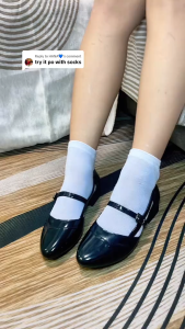 New Womens pointed-toe stylish black shoes rubber non-slip 3cm waterproof trendy black shoes suitable for work attire 095523