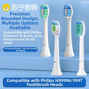 Philips Diamond AI Electric Toothbrush Head Replacement Deep Cleaning Soft Bristle Brush Head Compatible with Hx9996 Hx9997