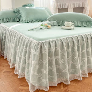 Single Layer & Thin Bed Skirt One-Piece Bed Cover Lace White Dust Cover Summer Ugly Bed Sheets Non Slip Protective Cover