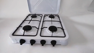 4 Burners Gas Stove with Cover 4 Burners Stainless Steel Stove with NG/LPG Conversion Protection for Home Outdoor Camping Picnic RV Cooking