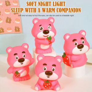 FF Lampu Tidur Beruang Stroberi Kartun Lampu Tidur Hati untuk Anak Perempuan Ornamen Lucu Hadiah Ulang Tahun COD