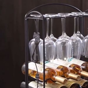 MD MOHS DIAGNOSTICS Retro Wine Bottle Holder Wine Rack 8 Bottle of 8 Cup Holder Red Wine Cup Holder Wine Rack Creative Wine Rack Goblet Rack Iron Art Wine Rack