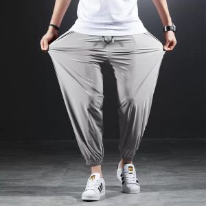 Plus Size Ice Silk Jogger Pants For Men 2XL-8XL Thin Stretch Quick Dry Casual Sports Trousers Sale