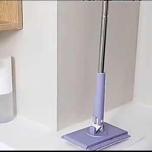 Multi Purpose Disposable Towel Mop No Need For Cleaning Dry And Wet Dual-Use With Rack Set Electrostatic Dust Removal Glass Cleaning Tool 360 ° Rotating Design Portable Automatic Cloth Clamping Flat Wet Wipe Mop