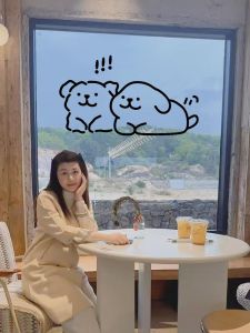 Cute Line Dog Creative Glass Decorative Stickers for Pet Hospital Beauty Salon Sliding Door Anti-Collision Waterproof PVC Wall Decals