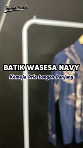 Kemeja Batik Pria Lapis Furing Premium Lengan Panjang Katun Halus M-XXL Motif Wasesa Navy