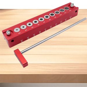 Aluminum Alloy Self Centering Dowel Jig W/ Positioning Rod for Flat Round Corner Drilling Cable Railing & Woodworking Project