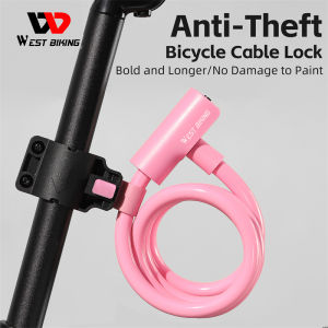 WEST BIKING Bike Lock 115cm MTB Road Cycling Cable Lock Portable Anti-theft Lock E-bike Motorcycle Folding Bicycle Lock Steel PVC Lock Bike Accessories
