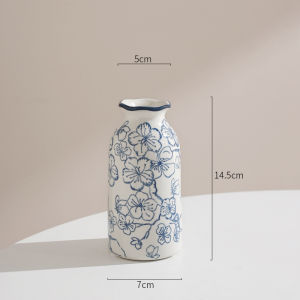 Blue And White Porcelain Flower Vase Ceramic Narrow Long Style Fresh Chinese Style Desktop Decoration Flower Arrangement Ornament