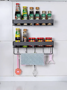 Condiments Organizer Utensils Spice Rack Knife Holder Wall Mounted Kitchen Seasoning Storage Shelf