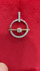 Poh Heng Jewellery 18K Half Circle Diamond Earrings in White Rose Gold
