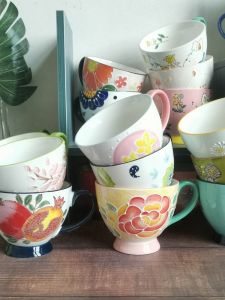 Cốc Cà Phê Bằng Gốm Sứ Trang Trí Hoa Họa Tiết Trái Cây Cốc Đựng Nước Cho Nam Và Nữ Cốc Đựng Sữa Sáng Cốc Đựng Cà Phê