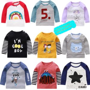 Áo Thun Cotton Dài Tay Nguyên Chất Cho Trẻ Em Thiết Kế Sọc Thông Thường Quần Áo Trẻ Em Uni Thích Hợp Cho Mùa Xuân Và Mùa Thu