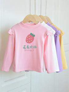 เสื้อยืดแขนยาวเด็กผู้หญิงสไตล์ใหม่ฤดูใบไม้ผลิฤดูใบไม้ร่วงเสื้อฐานสร้างใหม่เส้นใยเซลลูโลส Heattech คอกึ่งสูงสําหรับเด็ก