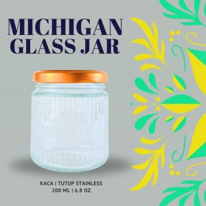 MICHIGAN Glass Jar | Toples Bumbu Sambal | Jar Kaca Tutup Stainless - DESOTO