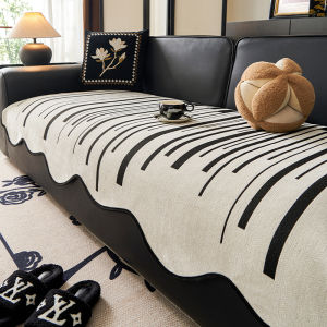 Luxurious Sofa Cushion Cover Anti-Slip Straight Row Seat Pad Protector Durable Washable Dust Proof Sofa Pad for All Seasons