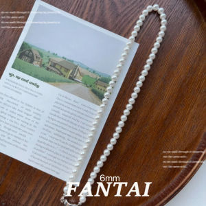 FANTAI Pearl Necklace Womens Luxury Elegant French Style Fresh out Fashion Jewelry Titanium Steel Butterfly Pendant Long Chain