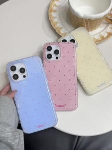 Luxury Ins Candy Color Polka Dot Case for iPhone 12 13 14 15 16 17 Pro Max Air 16Pro Wave Point Soft Silicone Ultra Slim Cover