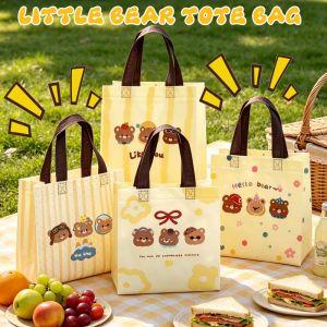 10Pcs Large Capacity Non‑Woven Bear Tote Handbag Reusable Eco‑Friendly Shopping Bag Gift Bag