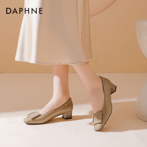 Daphne Black Work Shoes Comfortable High Heels Fashionable Slip-On Office Footwear Lightweight PU Material Spring Summer Collection