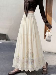 YIKEMAI | Design Sense Weight Loss Summer French Floral Half Skirt Large Size Long Dress