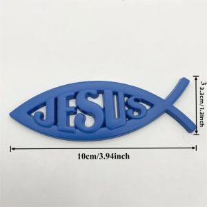 Biểu Tượng Cá Kim Loại 3D Biểu Tượng Chúa Giê-su Bóng Loáng Decal Tự Dính Có Thể Tái Sử Dụng Trang Trí Ngoại Thất Cho Thân Xe & Kim Loại