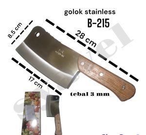golok ayam/golok daging B215/golok tulang stainless gagang kayu B 215