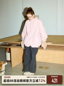 เสื้อแจ็คเก็ตผ้าฝ้ายทรงหลวมสำหรับผู้หญิง ปกคอกลม ทรงหลวม แขนยาว ปกติ ฤดูหนาว 2024 แจ็คเก็ตผ้าฝ้ายอเนกประสงค์