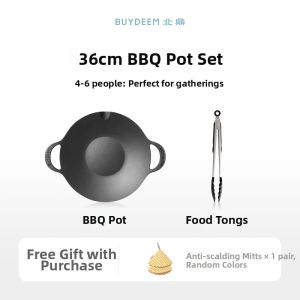BUYDEEM | Non-Stick BBQ Grill Pan for Home Use and Outdoor Camping Korean Style