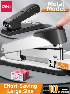 De Li | Deli Large Office Use Stapler Machine Metal Thick Manual Binding Machine Student Multi-Function Stapler Medium Size Book Stapler