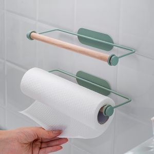 Kitchen Tissue Rack Towel Rail Iron Hanging Rack Blotting Paper Plastic Wrap Rack No-Drill Dishcloth Roll Holder