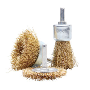 AUK Steel Wire Polishing Wheel Grinder Cleaning Gold Tone Crimped Brush Tool 3Pcs/set