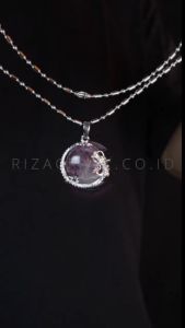 Kalung Pria Wanita Keren Aesthetic Batu Akik Etnik Kristal Kecubung Amethyst ASLI Alam Natural
