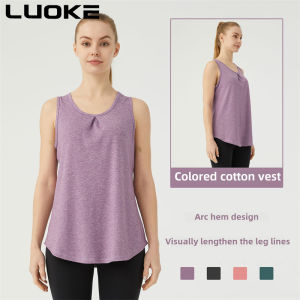 Luoke Sports vest for women wearing loose sleeveless fitness T-shirt running training yoga vest