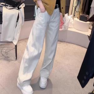 Quần Jeans Ống Rộng Cạp Cao Màu Trắng Cho Nữ Xuân 2025 Quần Jeans Denim Ống Rộng Kiểu Dáng Thẳng Quần Thường Ngày