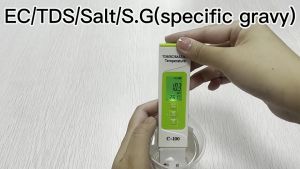 วัดความเค็ม วัดสารแขวนลอย วัดความนำไฟฟ้า วัดความถ่วงจำเพาะ วัดอุณหภูมิ salt/tds/ec/s.g/temp/5 In 1 Salinity เครื่องทดสอบเกลือ มีประกัน คุณภาพสูง เครื่องวิเคราะห์คุณภาพน้ำ มีประกัน