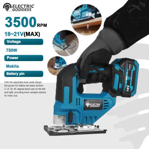 EG 3500RPM Cordless Electric Curved Saw 750W Rechargeable Electric Jig Saw Woodworking Cutting Power Tool for Makita 18V Battery