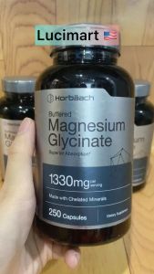 Viên uống Magnesium Glycinate 1330mg Horbaach hỗ trợ cơ xương thần kinh hũ 250 viên [Hàng Mỹ]