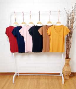 643 New V neck Tee Grosir 26 Spandek Rayon Import tebal adem