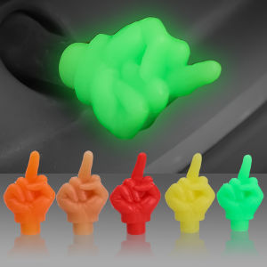 4PCS Luminous Middle Finger Car Valve Stem Cap Funny Prank Middle Finger Tire Caps Universal Car Tire Valve Stem Caps