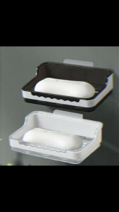 HTF Wall Mounted Bar Soap Dish Holder Self Draining Hanging Bathroom Storage Tray Shelf