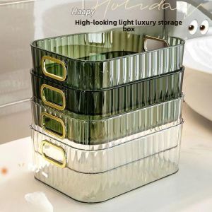 Luxurious Transparent Desktop Organizer Box Cosmetic Mask Skincare Product Arrangement Basket Rectangular PET Storage Container