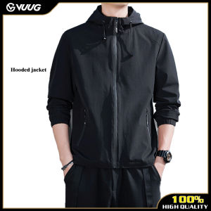 5XL กันลมมีฮู้ดผู้ชาย VUUG TNF เสื้อแจ็คเก็ตลำลอง