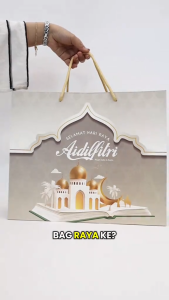 Store Age 50pcs/100pcs Raya Festive Paper Bag Gift Bag Goodies Bag Art Card Paper Bag