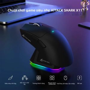 ATTACK SHARK | Chuột Chơi Game Không Dây ATTACK SHARK X11 Ba Chế Độ Cảm Biến PAW3311 Độ Phân Giải Lên Đến 22000 DPI 6 Nút 1 Bánh Xe Cuộn Sạc Lại Được Tốc Độ Phản Hồi Lên Đến 1000 Hz